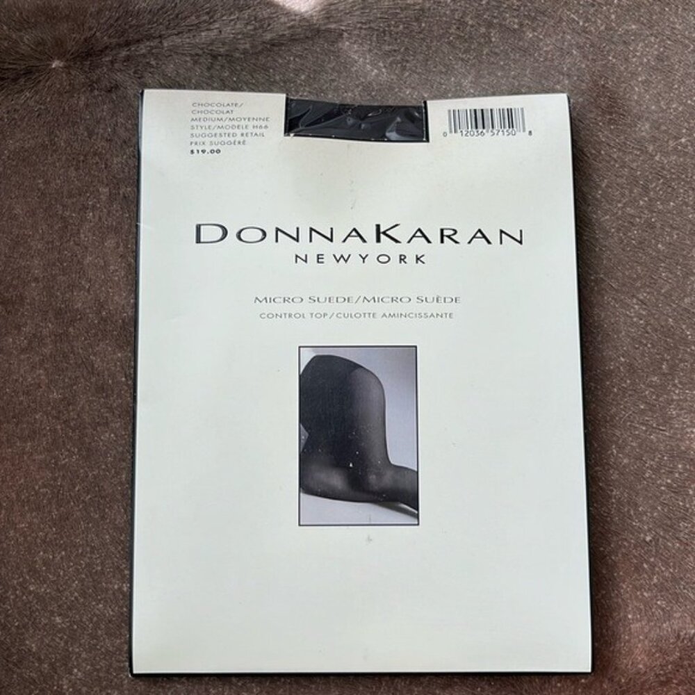 DKNY Donna Karan New York Micro Suede Chocolate Control Top Pantyhose Tights